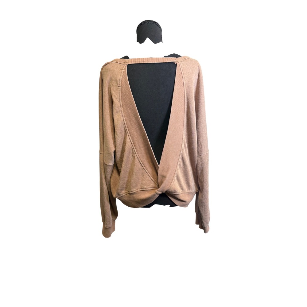 Ocean Drive Sweatshirt Large Cozy Tan Open Twist Back Fleece Pullover balletcore